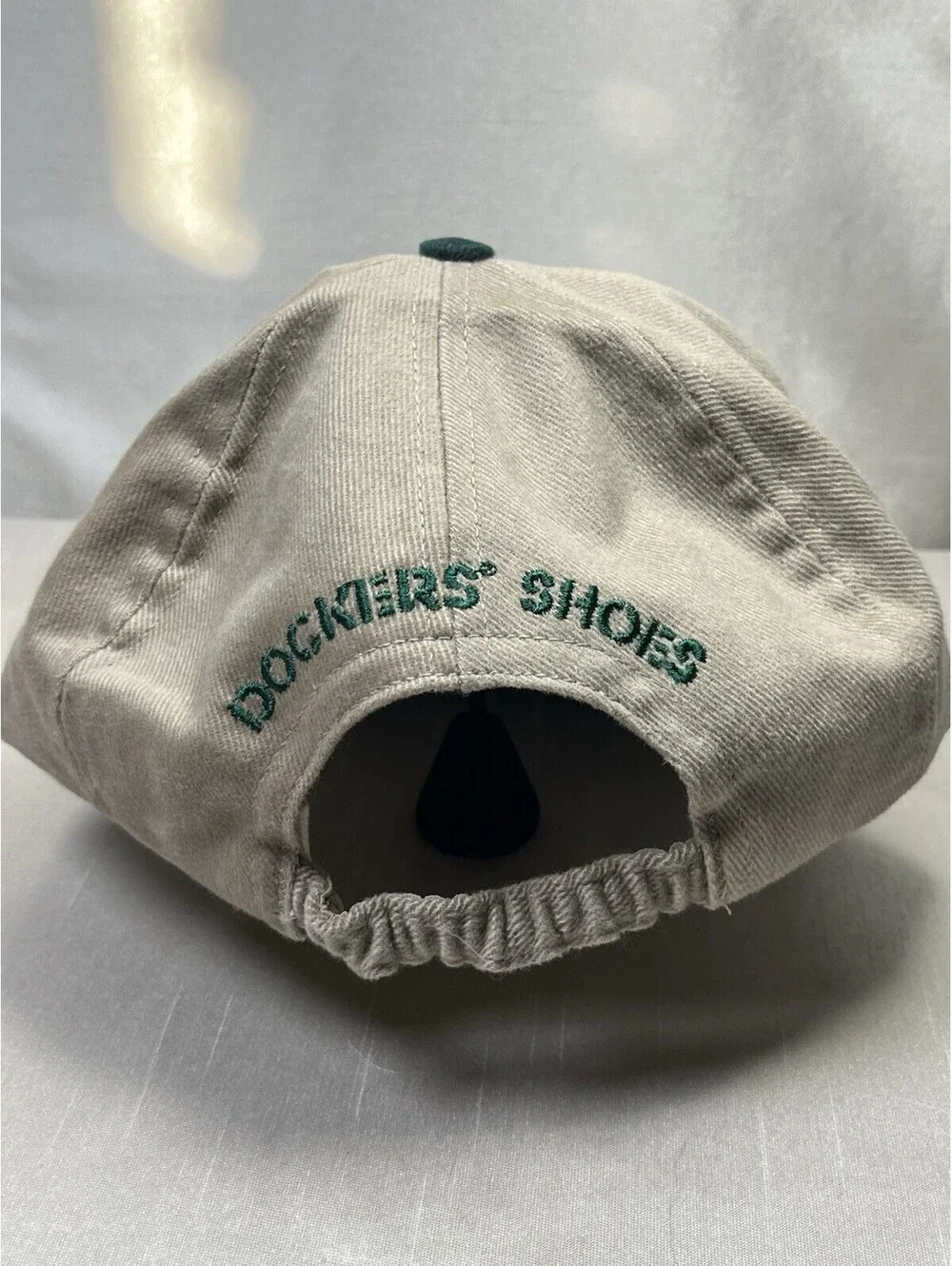 VNTG Dockers Long Bill Canvas Cap Tan/Green Elastic Back Dad Hat Retro [COPY]